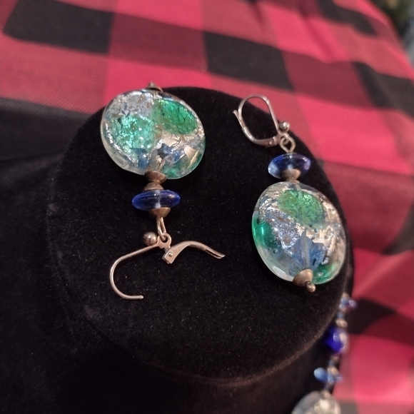 VINTAGE Balbi Murano Blown Glass Lapis Lazuli Beaded Necklace Set - Picture 3 of 8